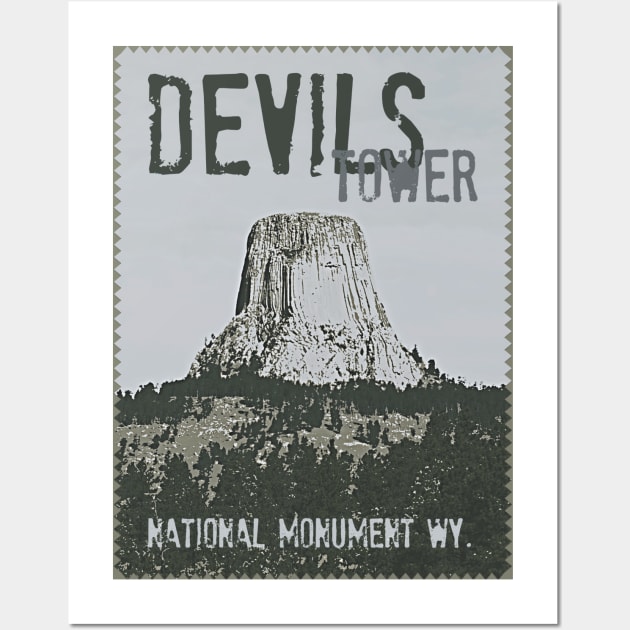 Devil's Tower Stamp Wall Art by Northofthepines